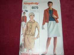 6670 1966 SUIT JACKET,SKIRT,SLVLSS BLOUSE PATTERN 14 NO INSTS